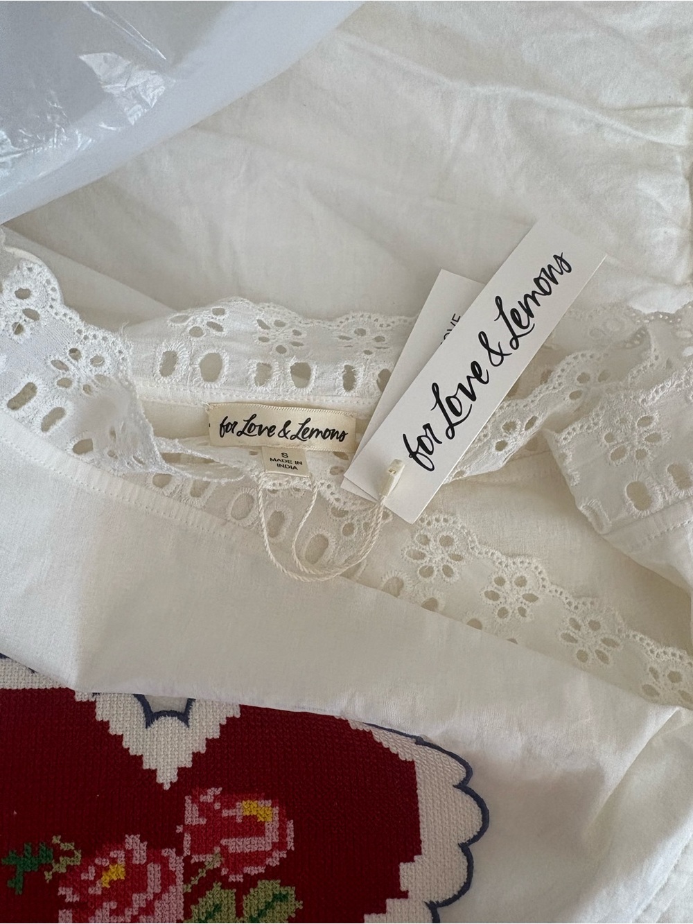 FOR LOVE AND LEMONS Mi Amore White Embroidered Heart Wrap Skirt - Picture 6 of 7